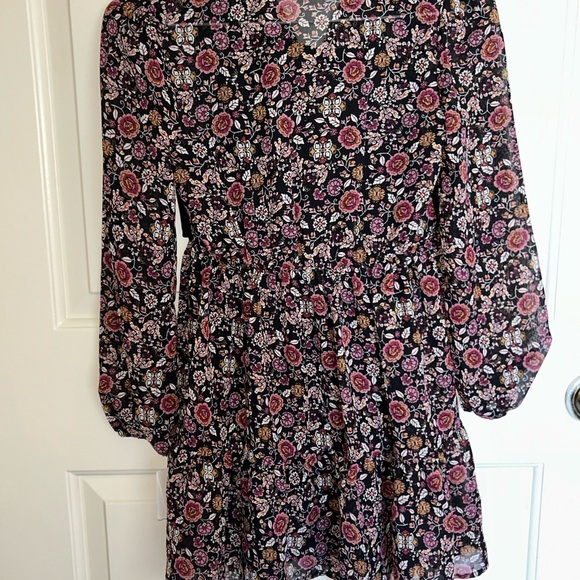 BCX Floral Long Sleeve Dress with Black Embroidered Vest Girls Sz 10 NWt - Picture 3 of 5